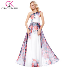 Grace Karin One Shoulder Chiffon Flower Pattern Long Prom Party Dress 7 Size US 4~16 GK000134-1